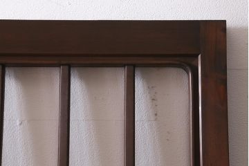 レトロ建具　昭和中期　和製アンティーク　ヒノキ材　上品な佇まいの格子戸2枚セット(建具、引き戸、玄関戸)(R-041239)注・こちらの商品はガラスは入っていません。