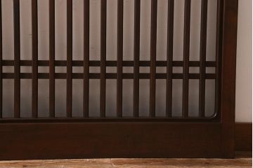 レトロ建具　昭和中期　和製アンティーク　ヒノキ材　上品な佇まいの格子戸2枚セット(建具、引き戸、玄関戸)(R-041239)注・こちらの商品はガラスは入っていません。