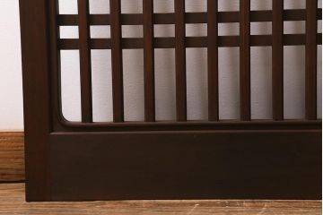 レトロ建具　昭和中期　和製アンティーク　ヒノキ材　上品な佇まいの格子戸2枚セット(建具、引き戸、玄関戸)(R-041239)注・こちらの商品はガラスは入っていません。