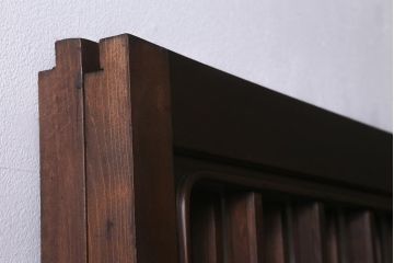 レトロ建具　昭和中期　和製アンティーク　ヒノキ材　上品な佇まいの格子戸2枚セット(建具、引き戸、玄関戸)(R-041239)注・こちらの商品はガラスは入っていません。