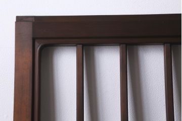 レトロ建具　昭和中期　和製アンティーク　ヒノキ材　上品な佇まいの格子戸2枚セット(建具、引き戸、玄関戸)(R-041239)注・こちらの商品はガラスは入っていません。