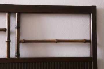 アンティーク建具　昭和中期　上手物　竹の装飾が目を引く風情漂う格子戸4枚セット(引き戸)(R-041240)