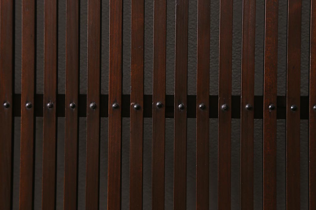 アンティーク建具　昭和中期　上手物　竹の装飾が目を引く風情漂う格子戸4枚セット(引き戸)(R-041240)