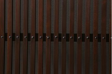 アンティーク建具　昭和中期　上手物　竹の装飾が目を引く風情漂う格子戸4枚セット(引き戸)(R-041240)