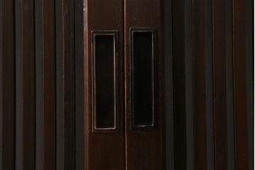 アンティーク建具　昭和中期　上手物　竹の装飾が目を引く風情漂う格子戸4枚セット(引き戸)(R-041240)