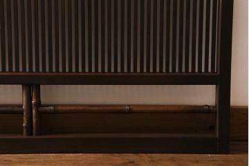 アンティーク建具　昭和中期　上手物　竹の装飾が目を引く風情漂う格子戸4枚セット(引き戸)(R-041240)