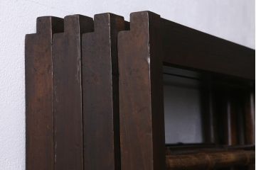 アンティーク建具　昭和中期　上手物　竹の装飾が目を引く風情漂う格子戸4枚セット(引き戸)(R-041240)