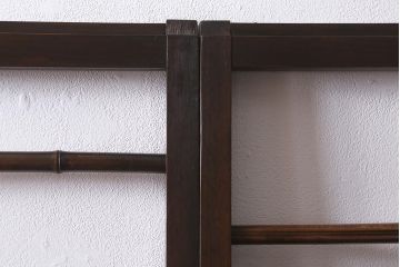 アンティーク建具　昭和中期　上手物　竹の装飾が目を引く風情漂う格子戸4枚セット(引き戸)(R-041240)