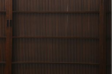 アンティーク建具　昭和中期　上手物　竹の装飾が目を引く風情漂う格子戸4枚セット(引き戸)(R-041240)