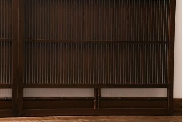 アンティーク建具　昭和中期　上手物　竹の装飾が目を引く風情漂う格子戸4枚セット(引き戸)(R-041240)