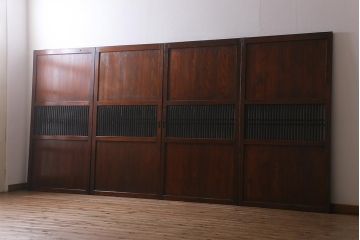 アンティーク建具　和製アンティーク　大正期　木の味わい深さが魅力の帯戸4枚セット(板戸、引き戸、建具)(R-041241)