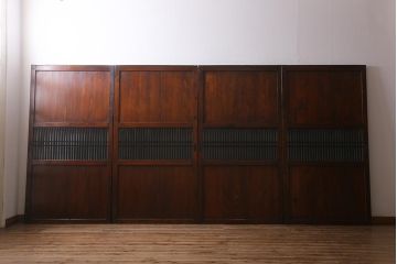 アンティーク建具　和製アンティーク　大正期　木の味わい深さが魅力の帯戸4枚セット(板戸、引き戸、建具)(R-041241)