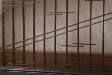 アンティーク建具　和製アンティーク　昭和中期　両面ガラス　繊細な組子が目を引く欄間(明かり取り、明り取り)(R-041243)