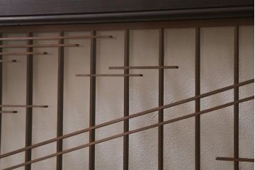 アンティーク建具　和製アンティーク　昭和中期　両面ガラス　繊細な組子が目を引く欄間(明かり取り、明り取り)(R-041243)