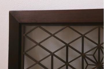 アンティーク建具　和製アンティーク　昭和中期　麻の葉　両面ガラス　上品な組子が魅力的な欄間(明かり取り、明り取り)(R-041244)