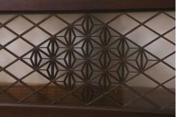 アンティーク建具　和製アンティーク　昭和中期　麻の葉　両面ガラス　上品な組子が魅力的な欄間(明かり取り、明り取り)(R-041244)