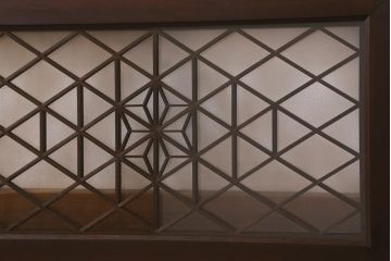 アンティーク建具　和製アンティーク　昭和中期　麻の葉　両面ガラス　上品な組子が魅力的な欄間(明かり取り、明り取り)(R-041244)