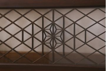 アンティーク建具　和製アンティーク　昭和中期　麻の葉　両面ガラス　上品な組子が魅力的な欄間(明かり取り、明り取り)(R-041244)