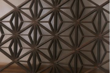 アンティーク建具　和製アンティーク　昭和中期　麻の葉　両面ガラス　上品な組子が魅力的な欄間(明かり取り、明り取り)(R-041244)