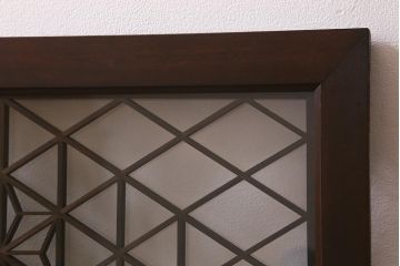 アンティーク建具　和製アンティーク　昭和中期　麻の葉　両面ガラス　上品な組子が魅力的な欄間(明かり取り、明り取り)(R-041244)