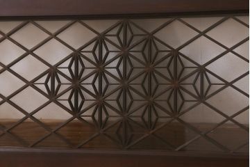 アンティーク建具　和製アンティーク　昭和中期　麻の葉　両面ガラス　上品な組子が魅力的な欄間(明かり取り、明り取り)(R-041244)