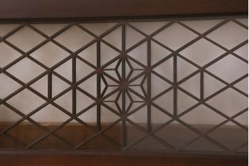 アンティーク建具　和製アンティーク　昭和中期　麻の葉　両面ガラス　上品な組子が魅力的な欄間(明かり取り、明り取り)(R-041244)