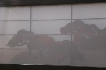 アンティーク建具　和製アンティーク　昭和中期　松の図　和モダンな空間を高める欄間(明かり取り、明り取り)(R-041248)