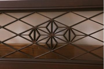 アンティーク建具　昭和中期　片面ガラス　和の雰囲気を高めるおしゃれな組子欄間(明り取り、明かり取り)(R-041249)