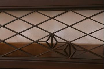 アンティーク建具　昭和中期　片面ガラス　和の雰囲気を高めるおしゃれな組子欄間(明り取り、明かり取り)(R-041249)