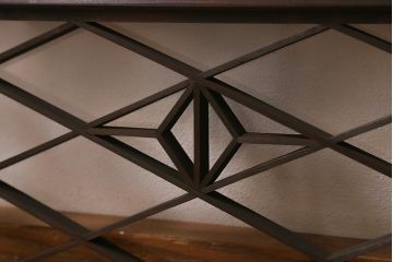 アンティーク建具　昭和中期　片面ガラス　和の雰囲気を高めるおしゃれな組子欄間(明り取り、明かり取り)(R-041249)