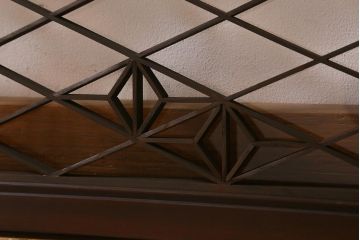 アンティーク建具　昭和中期　片面ガラス　和の雰囲気を高めるおしゃれな組子欄間(明り取り、明かり取り)(R-041249)