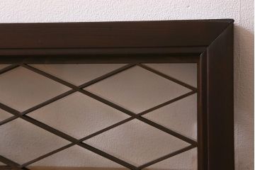 アンティーク建具　昭和中期　片面ガラス　和の雰囲気を高めるおしゃれな組子欄間(明り取り、明かり取り)(R-041249)