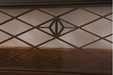 アンティーク建具　昭和中期　片面ガラス　和の雰囲気を高めるおしゃれな組子欄間(明り取り、明かり取り)(R-041249)