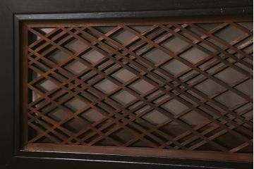 アンティーク建具　昭和初期　片面ガラス　落ち着きのある雰囲気が魅力の組子欄間(明かり取り、明り取り)(R-041250)