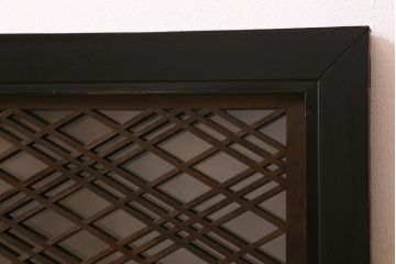 アンティーク建具　昭和初期　片面ガラス　落ち着きのある雰囲気が魅力の組子欄間(明かり取り、明り取り)(R-041250)