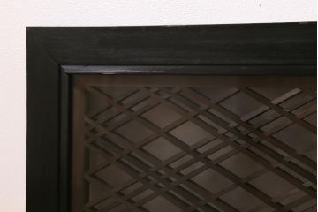 アンティーク建具　昭和初期　片面ガラス　落ち着きのある雰囲気が魅力の組子欄間(明かり取り、明り取り)(R-041250)