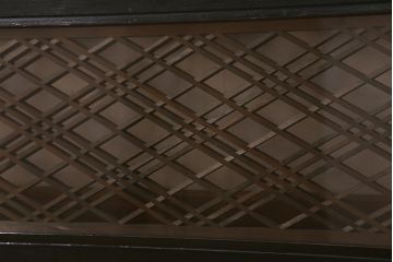 アンティーク建具　昭和初期　片面ガラス　落ち着きのある雰囲気が魅力の組子欄間(明かり取り、明り取り)(R-041250)