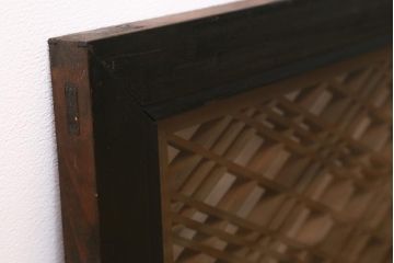 アンティーク建具　昭和初期　片面ガラス　落ち着きのある雰囲気が魅力の組子欄間(明かり取り、明り取り)(R-041250)