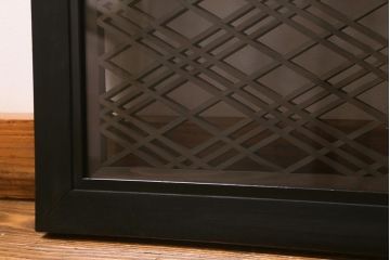 アンティーク建具　昭和初期　片面ガラス　落ち着きのある雰囲気が魅力の組子欄間(明かり取り、明り取り)(R-041251)