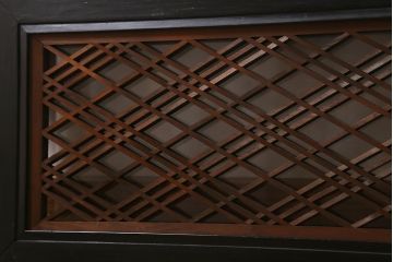 アンティーク建具　昭和初期　片面ガラス　落ち着きのある雰囲気が魅力の組子欄間(明かり取り、明り取り)(R-041251)