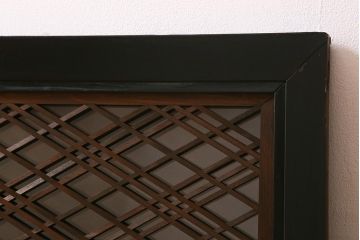 アンティーク建具　昭和初期　片面ガラス　落ち着きのある雰囲気が魅力の組子欄間(明かり取り、明り取り)(R-041251)