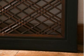 アンティーク建具　昭和初期　片面ガラス　落ち着きのある雰囲気が魅力の組子欄間(明かり取り、明り取り)(R-041251)