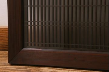 ビンテージ建具　両面ガラス　格子・枡つなぎ　和モダンな組子欄間(明り取り、明かり取り、建具)(R-041252)