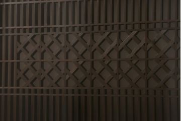 ビンテージ建具　両面ガラス　格子・枡つなぎ　和モダンな組子欄間(明り取り、明かり取り、建具)(R-041252)