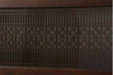 ビンテージ建具　両面ガラス　格子・枡つなぎ　和モダンな組子欄間(明り取り、明かり取り、建具)(R-041252)