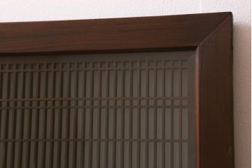 ビンテージ建具　両面ガラス　格子・枡つなぎ　和モダンな組子欄間(明り取り、明かり取り、建具)(R-041252)