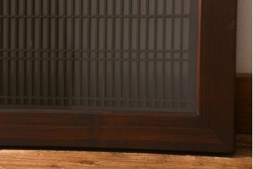 ビンテージ建具　両面ガラス　格子・枡つなぎ　和モダンな組子欄間(明り取り、明かり取り、建具)(R-041252)