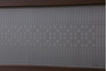ビンテージ建具　両面ガラス　格子・枡つなぎ　和モダンな組子欄間(明り取り、明かり取り、建具)(R-041252)