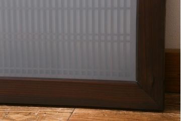 ビンテージ建具　両面ガラス　格子・枡つなぎ　和モダンな組子欄間(明り取り、明かり取り、建具)(R-041252)