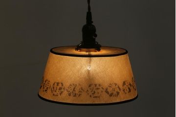 ビンテージ照明　レア!　レトロなシェードのペンダントライト(天井照明、電笠)(R-041258)